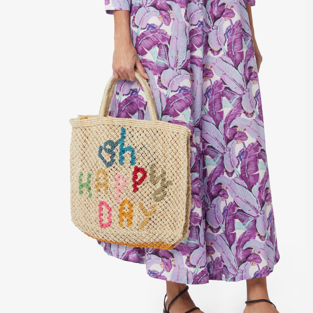 Oh Happy Day Jute Bag S - Saffron Souk 4 The Jacksons