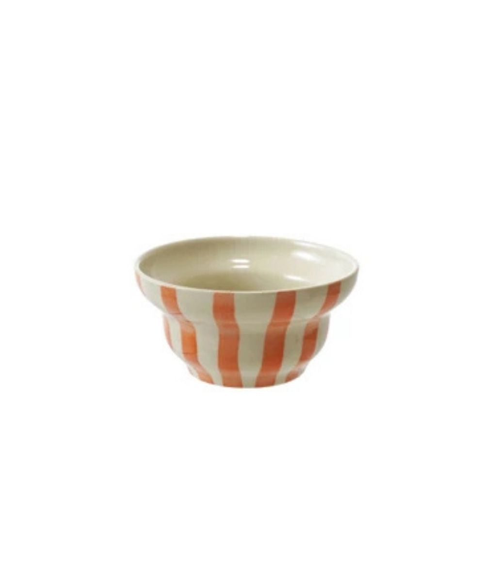 Hand-Painted Stoneware Striped Bowl