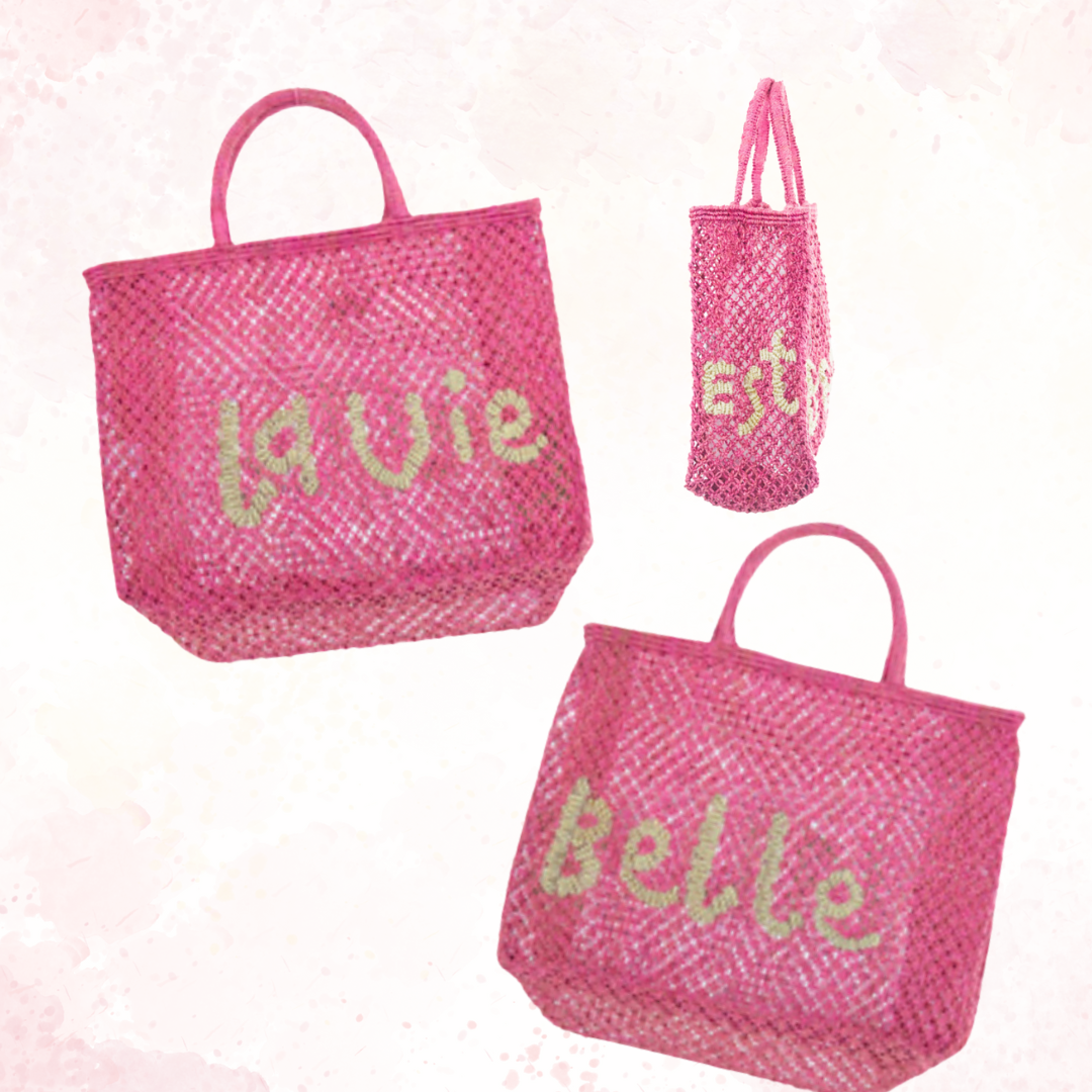 La Vie Est Belle (Bevan) Jute Bag S Berry - Saffron Souk 4 The Jacksons