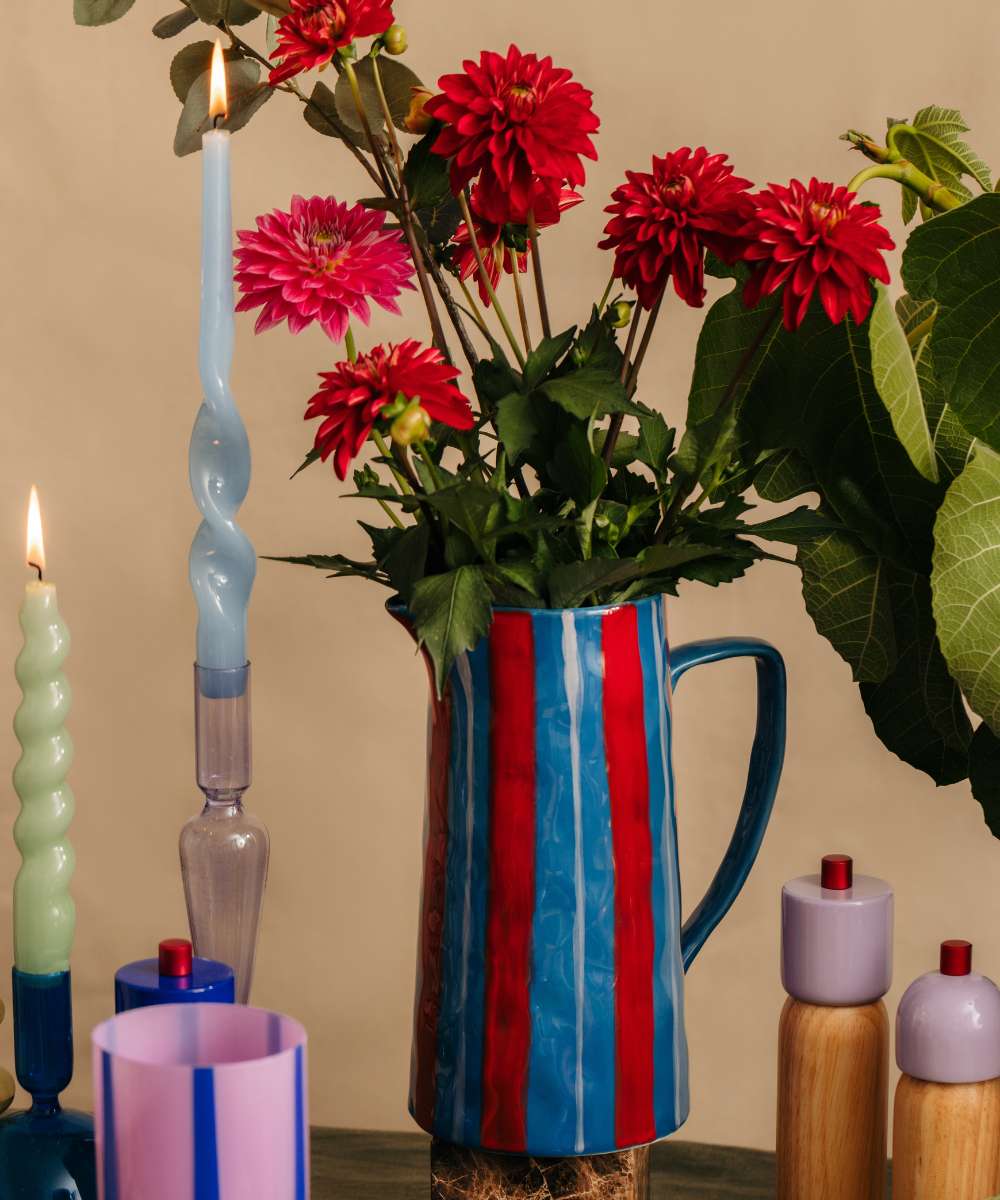 MÆGEN Marcelle Striped Jug - Blue & Red