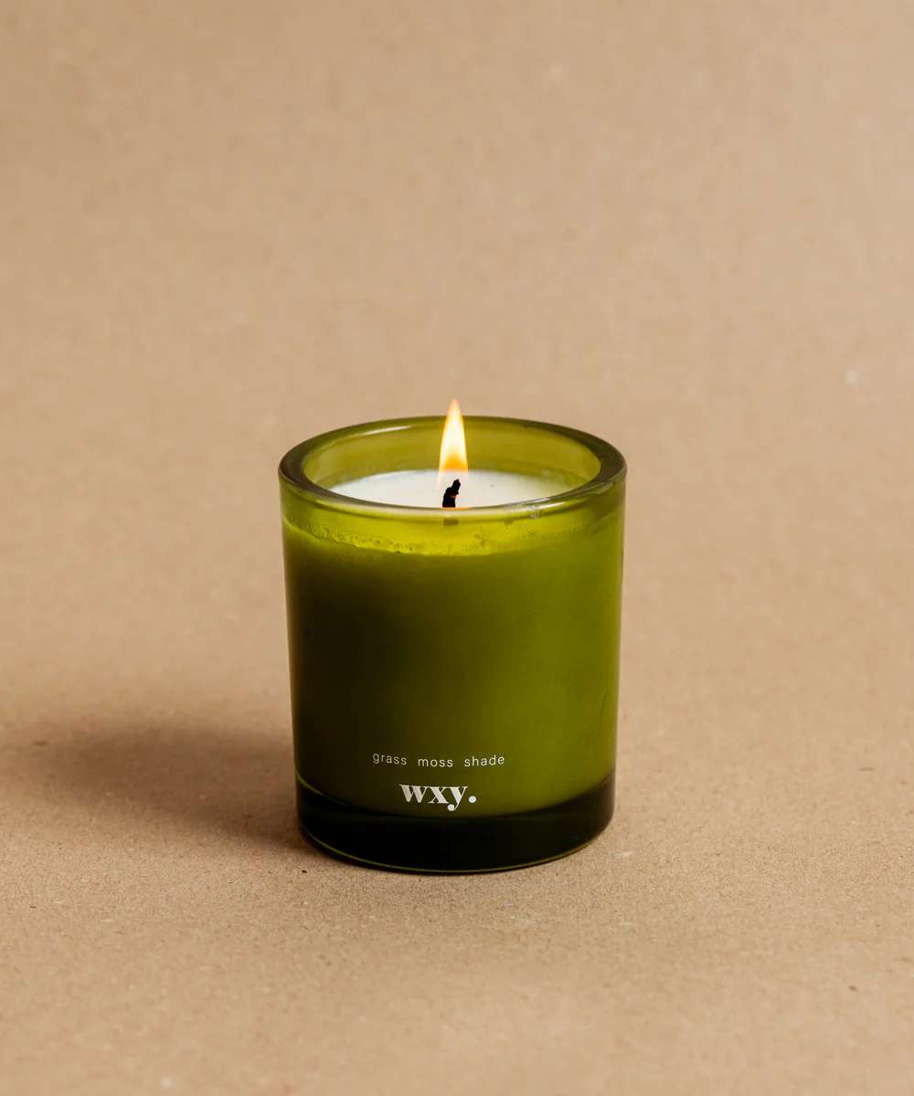 Wxy. Roam Grass. Moss. Shade. Glass Candle