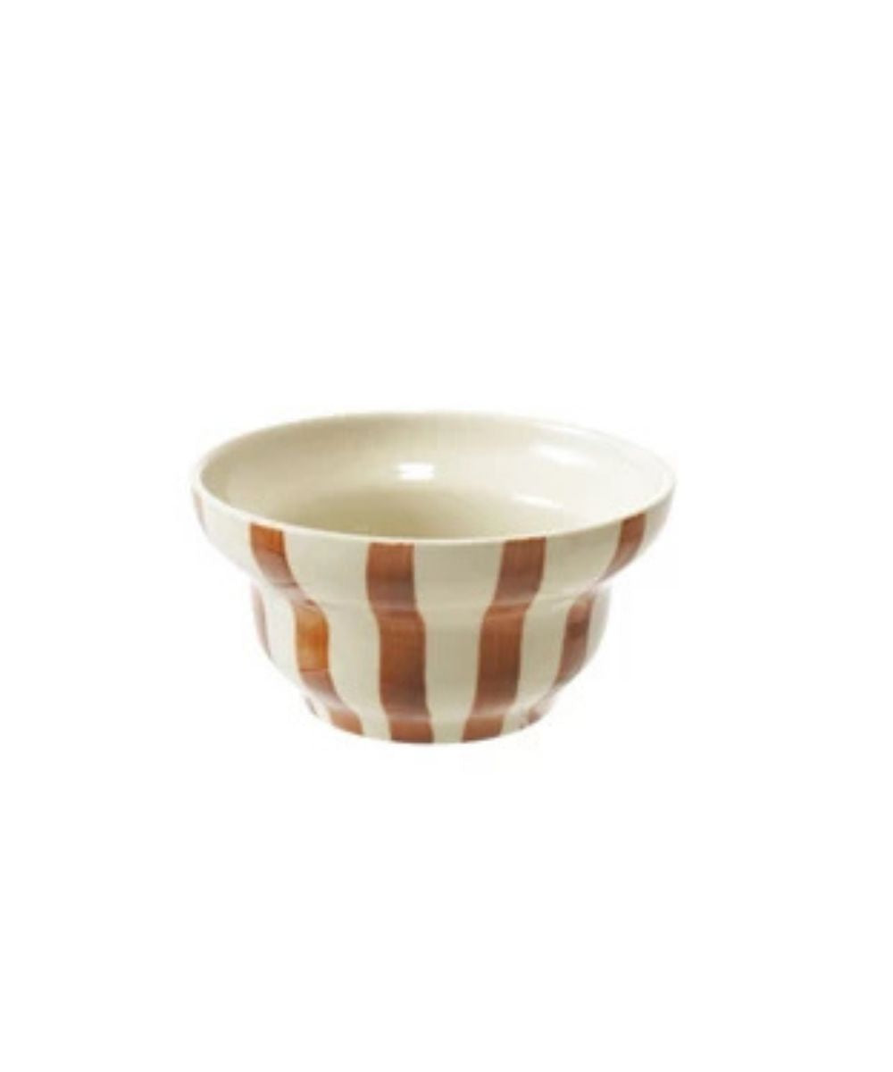 Hand-Painted Stoneware Striped Bowl