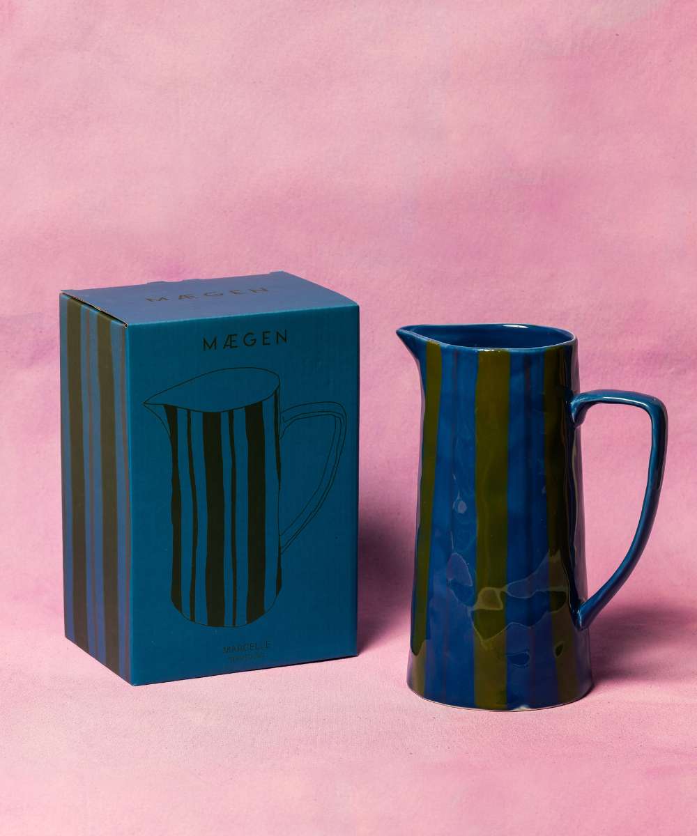 MÆGEN Marcelle Striped Jug - blue & Green