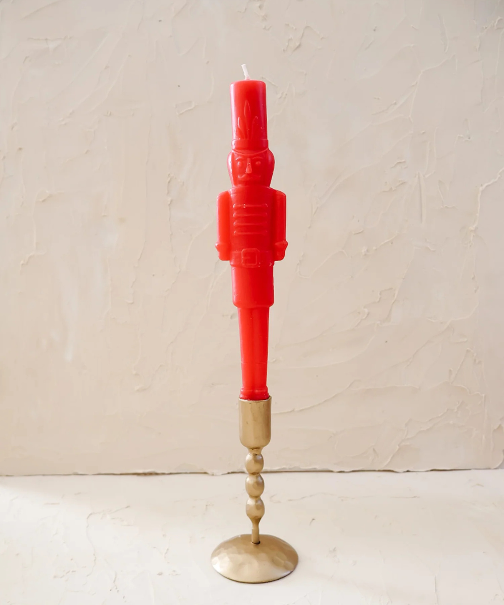 Set of 2  Red Nutcracker Shaped Taper Candles