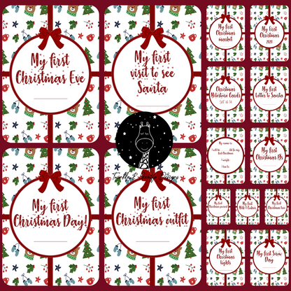 Christmas Milestone Cards for Baby - Set of 14