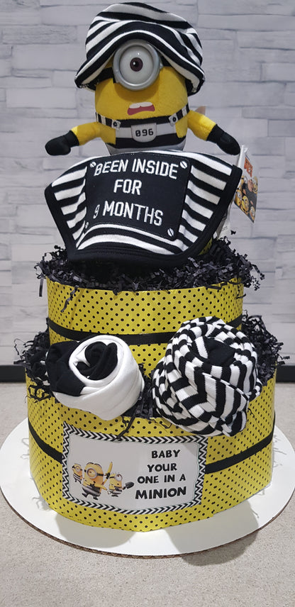 Baby your One in a Minion Diaper Cake