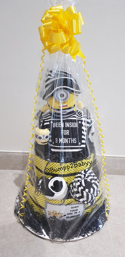 Baby your One in a Minion Diaper Cake