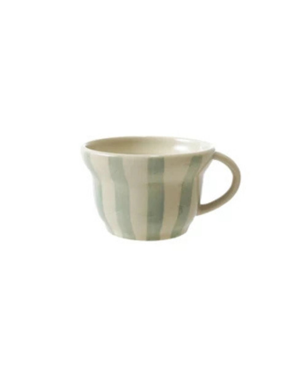 Hand-Painted Stoneware Striped Mugs (8 oz.)
