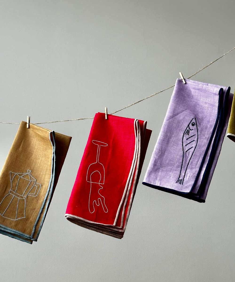 MÆGEN Linen-Blend Napkins - Fish (set of 2)