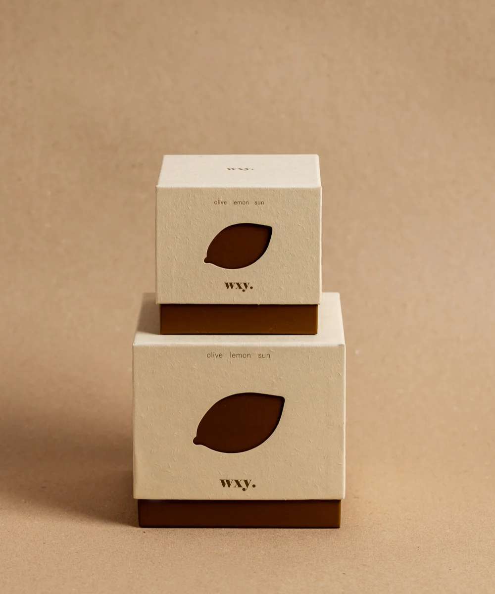 Wxy. Roam  Olive. Lemon. Sun. Glass Candle