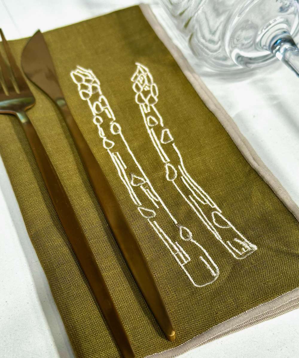MÆGEN Linen-Blend Napkins  - Asparagus (set of 2)
