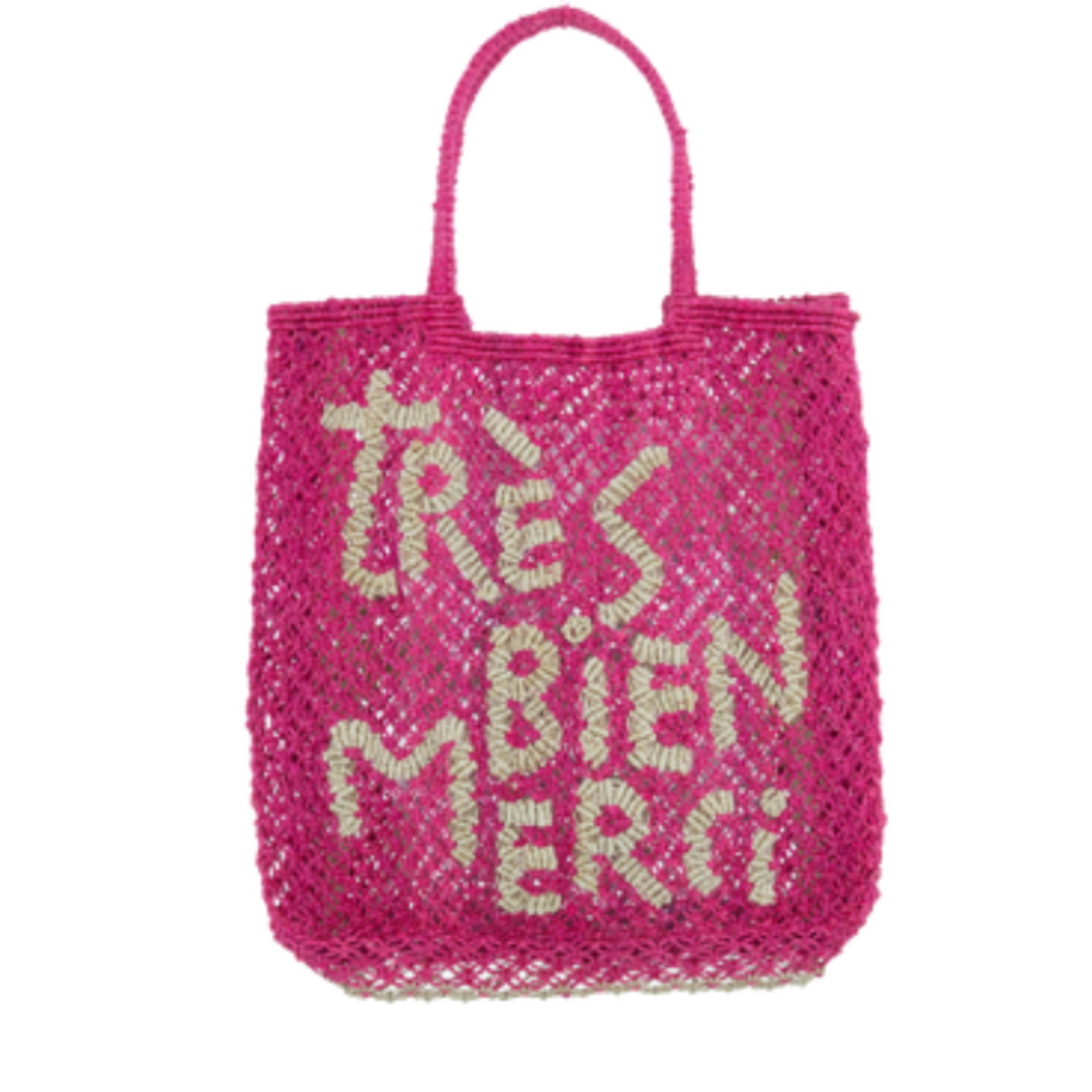 Tres Bien Merci (Lottie) Jute Bag S - Saffron Souk 4 The Jacksons