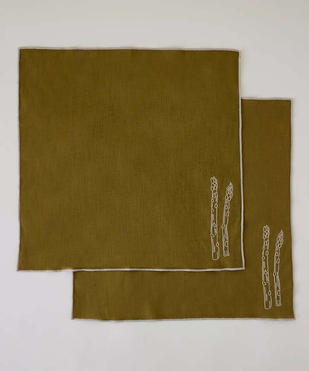 MÆGEN Linen-Blend Napkins  - Asparagus (set of 2)