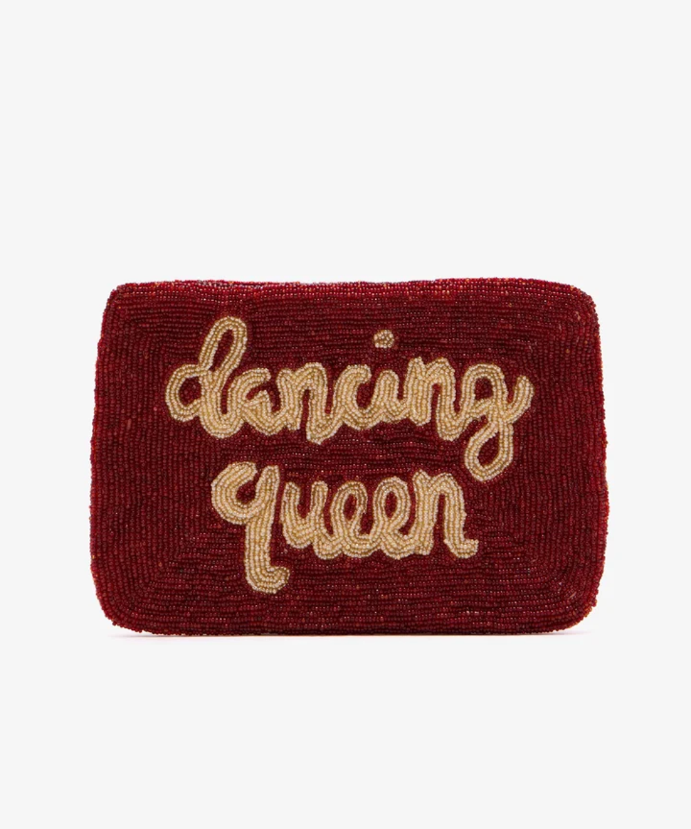 Dancing Queen Beaded Clutch Raspberry