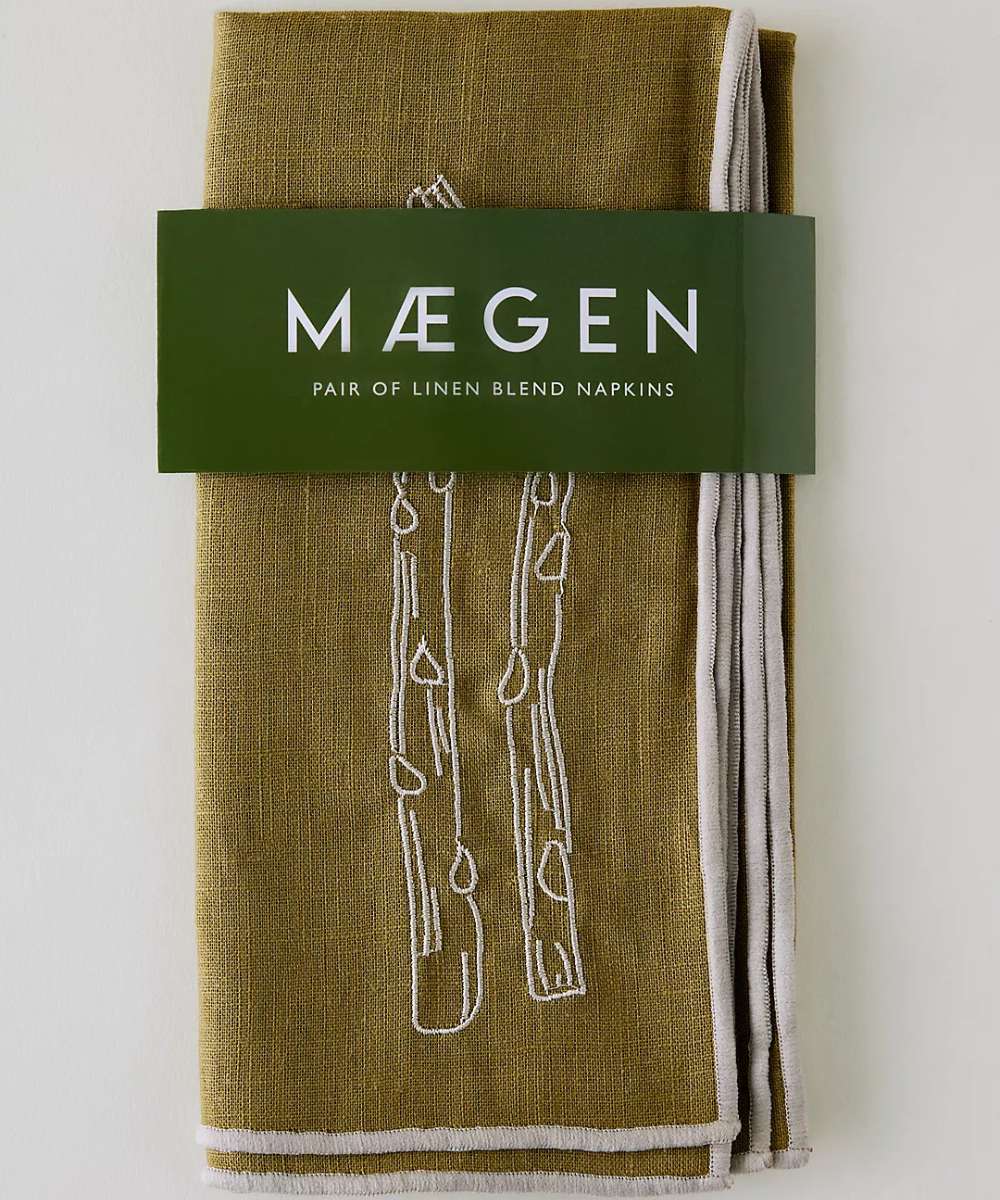 MÆGEN Linen-Blend Napkins  - Asparagus (set of 2)