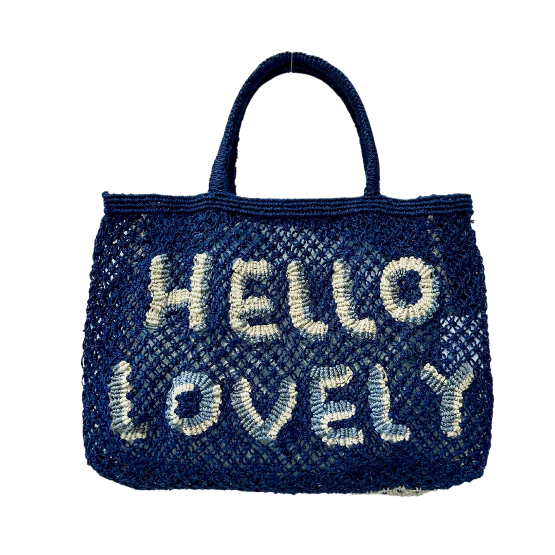 Hello Lovely Jute Bag S Indigo - Saffron Souk 4 The Jacksons