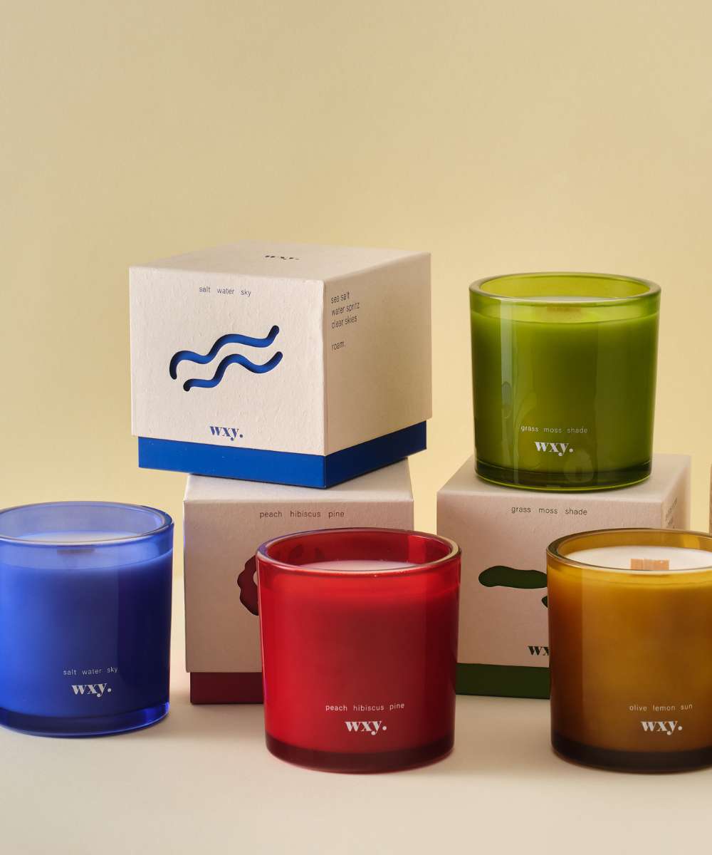 Wxy. Roam Salt. Water. Sky. Glass Candle