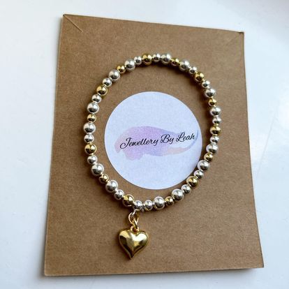 Chunky gold and silver beaded bracelet