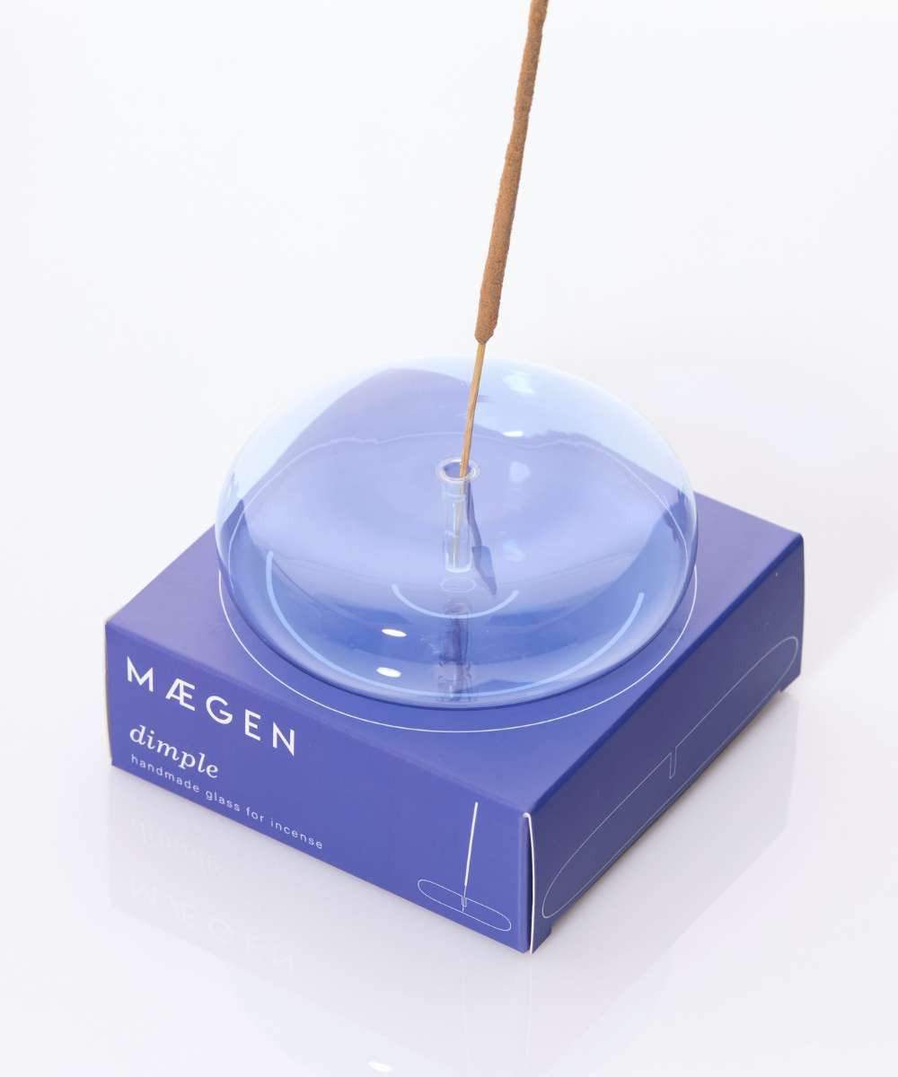 MÆGEN Dimple Glass Incense Holder - Blue