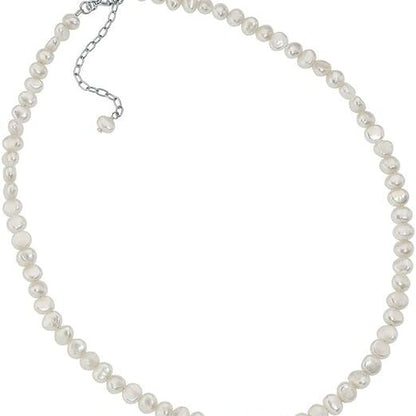 White Freshwater Pearl Single Row Necklace (41-46cm) by Elements Silver