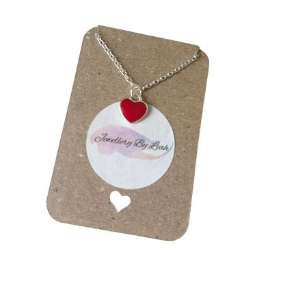 Sterling Silver Red Love Heart Necklace