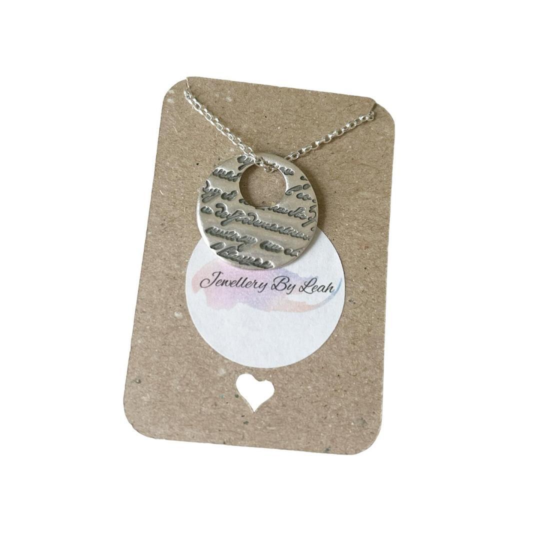 Pure Silver Circle Script Pendant