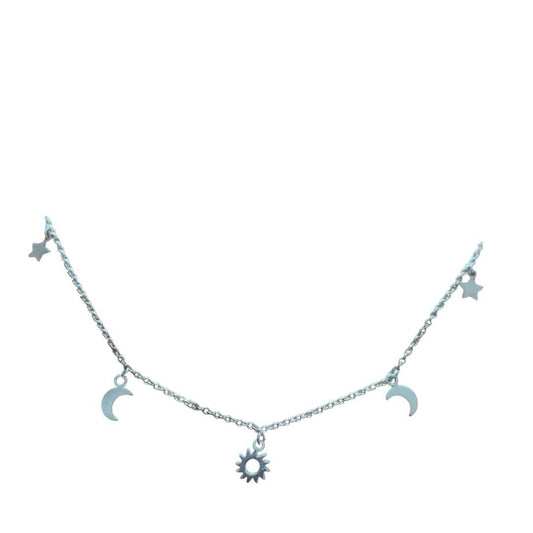 Moon & Star Sterling Silver Choker