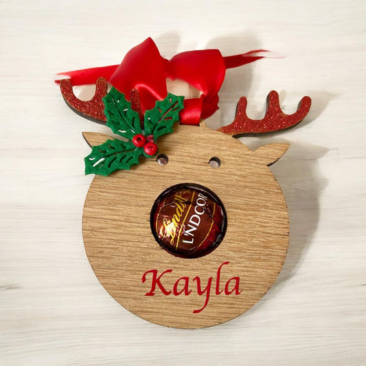 Chocolate Holding Reindeer Decoration