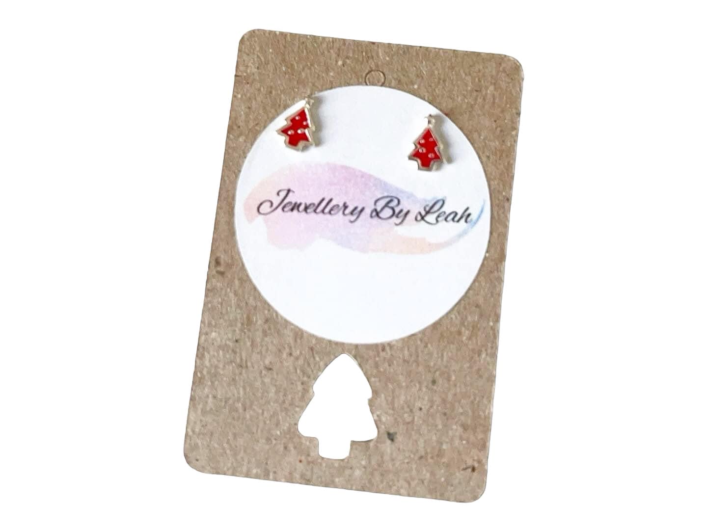 Sterling Silver Red Christmas Tree Earrings