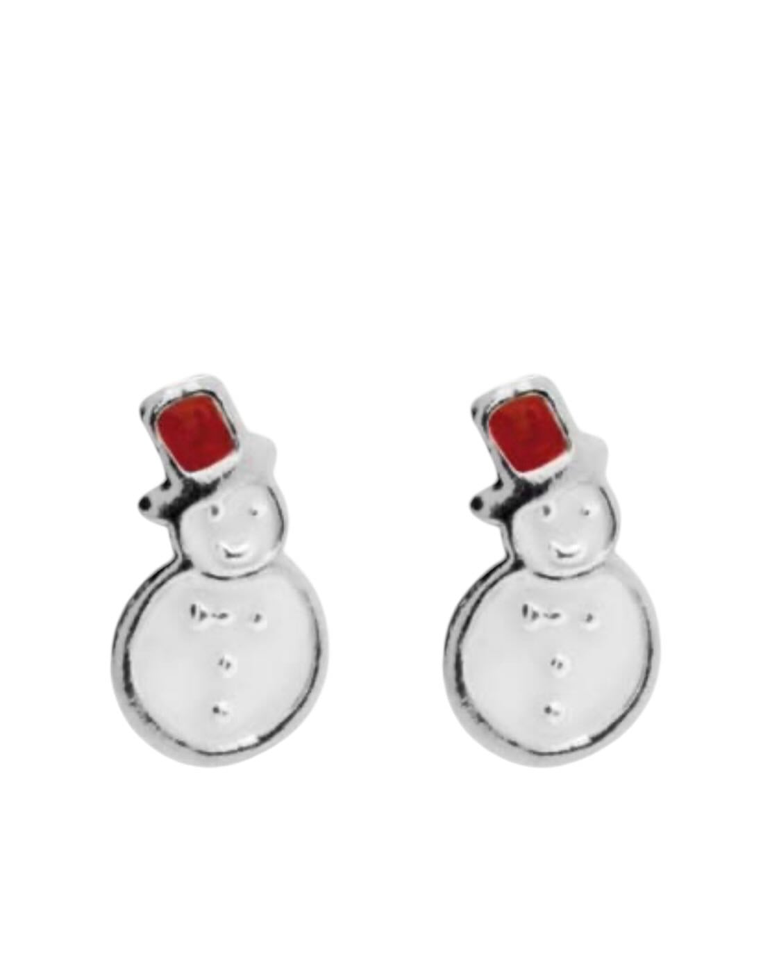 Sterling Silver Snowmen Stud Earrings