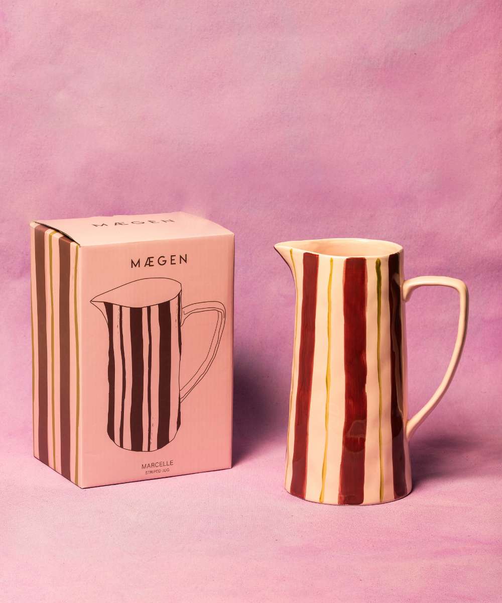 MÆGEN Marcelle Striped Jug - Pink & Burgundy