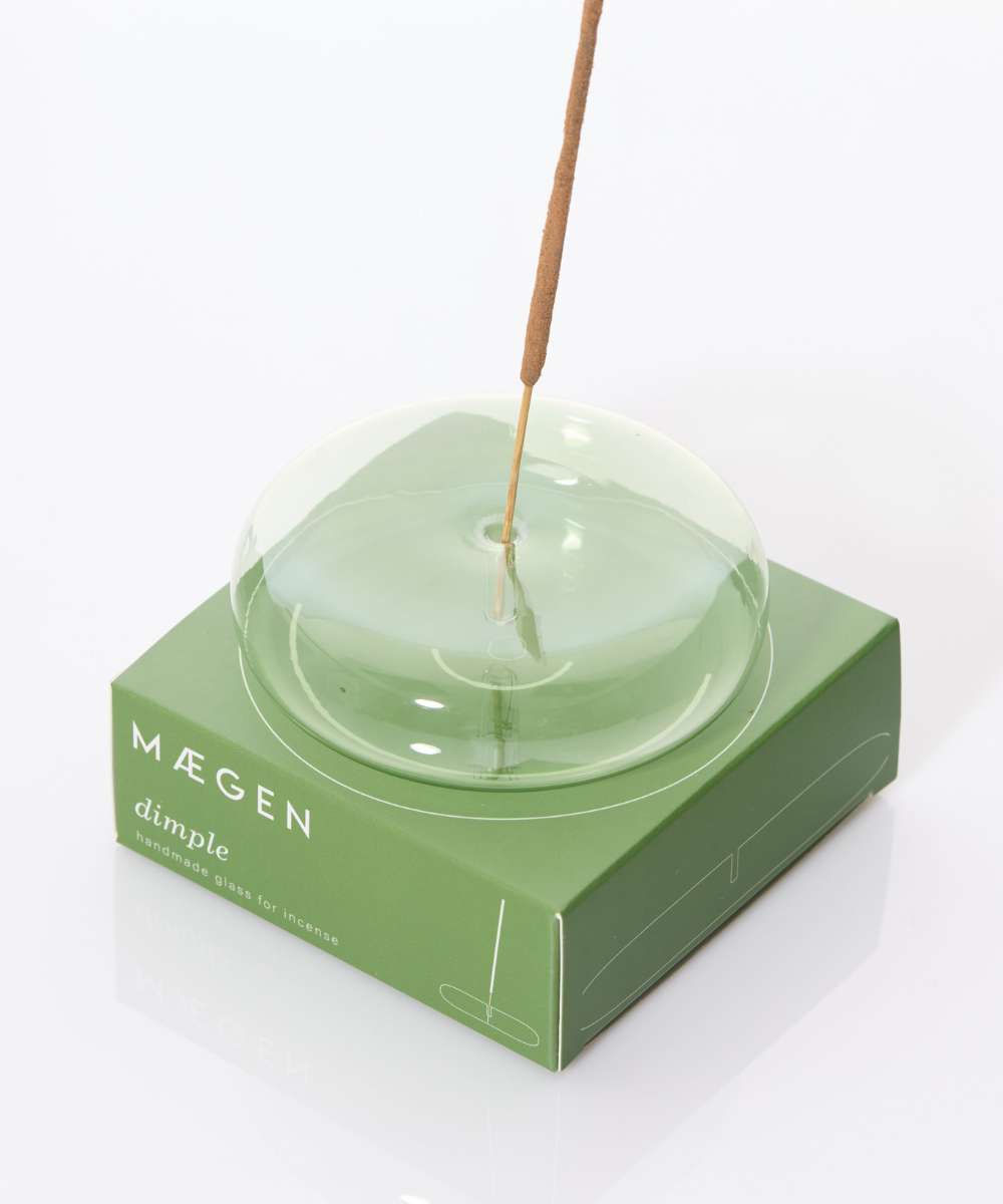 MÆGEN Dimple Glass Incense Holder - Green
