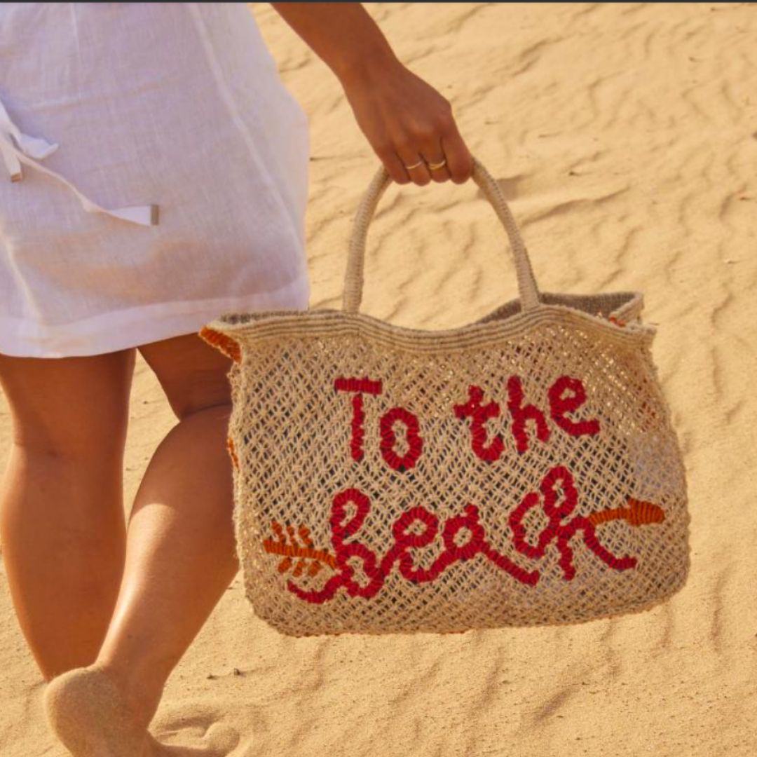 To The Beach Jute Bag L - Saffron Souk 4 The Jacksons