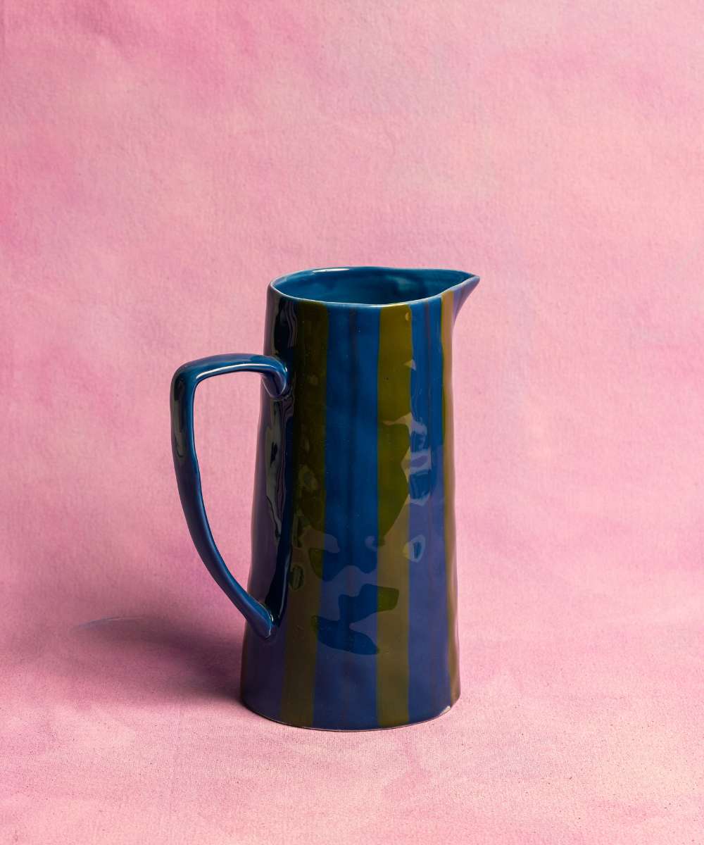 MÆGEN Marcelle Striped Jug - blue & Green