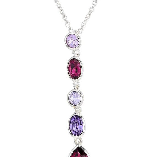 Ushanga Drop Gem Stones Necklace, Silver