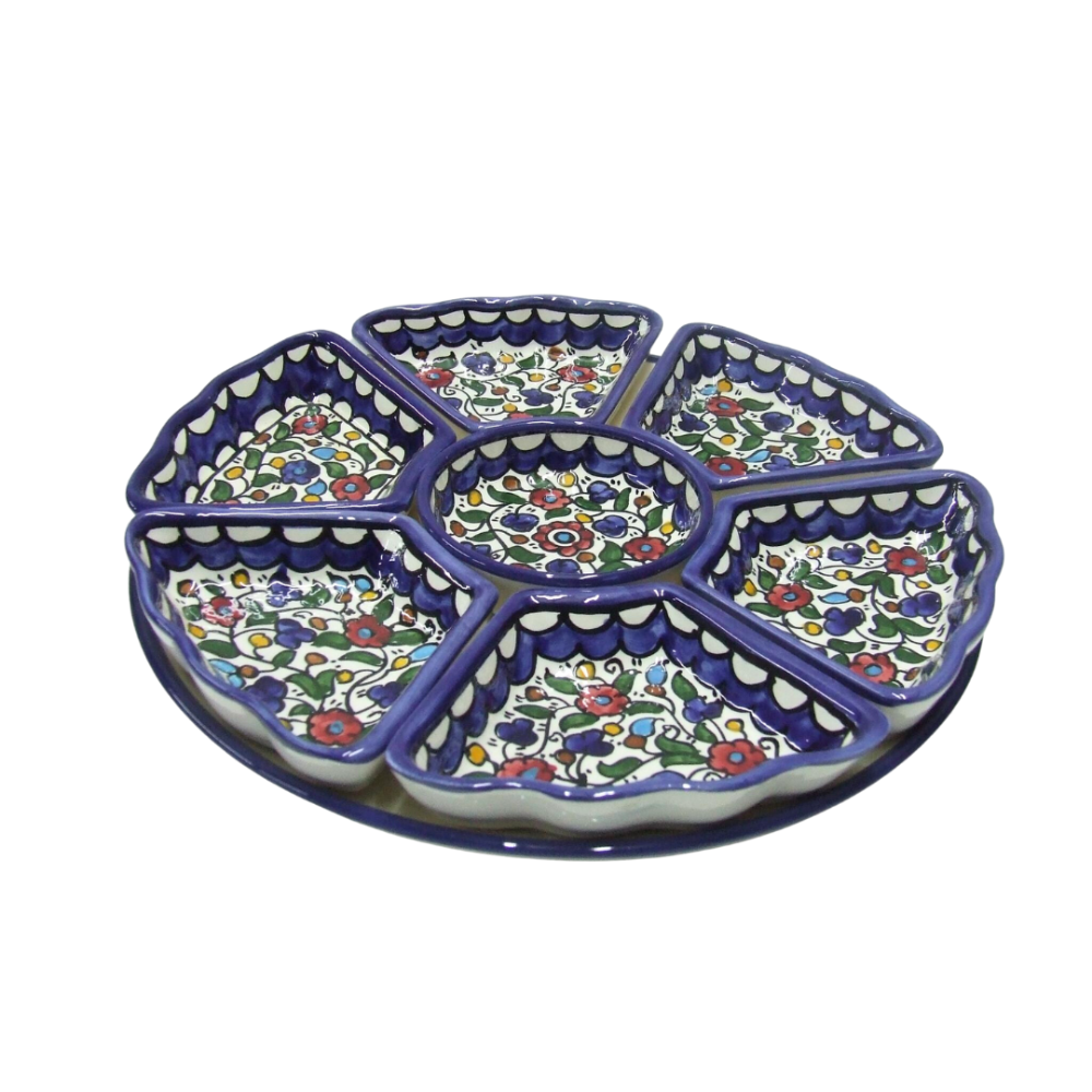 Handmade ceramic serving platter 6 sections