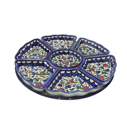 Handmade ceramic serving platter 6 sections