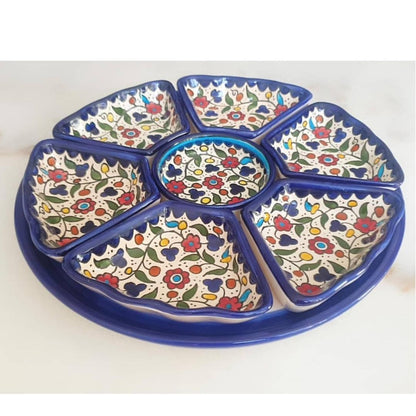 Handmade ceramic serving platter 6 sections