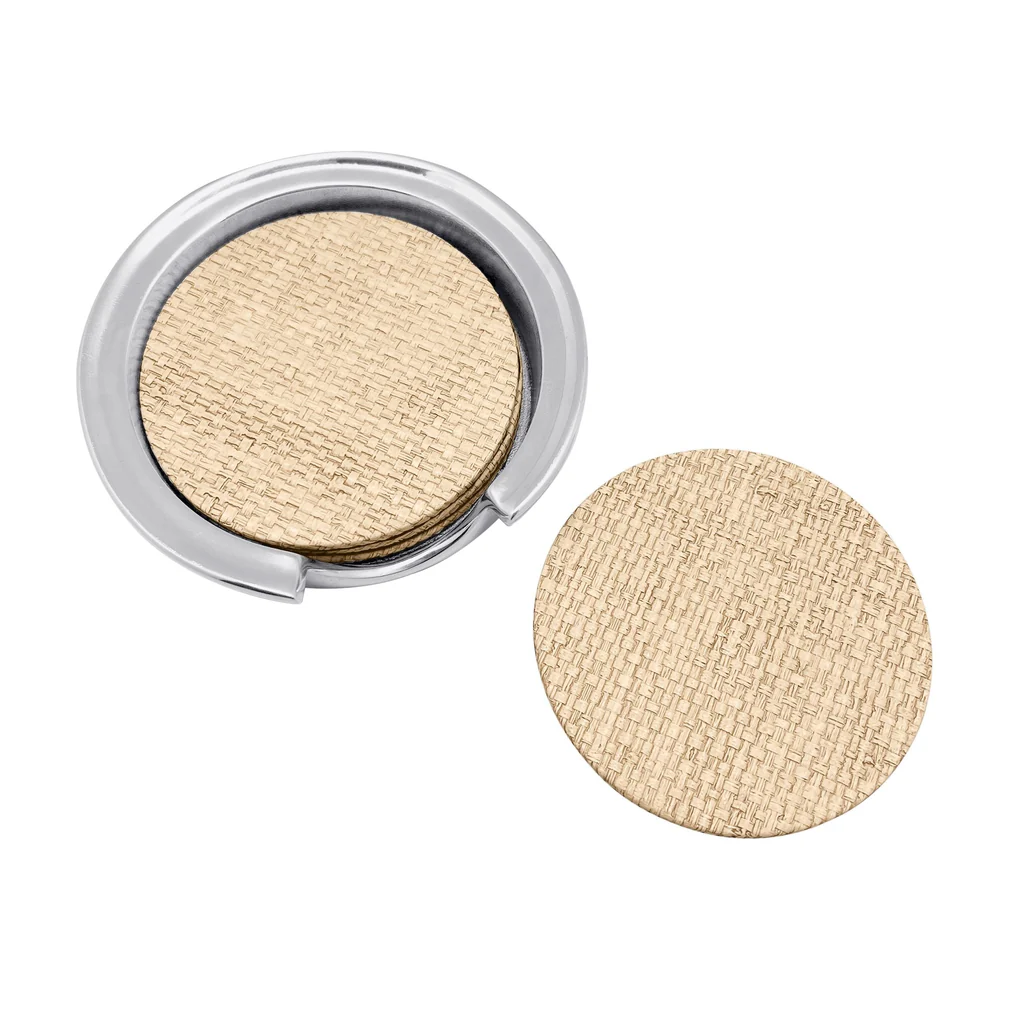 Coconut Grove Faux Grass Cloth Coaster Set