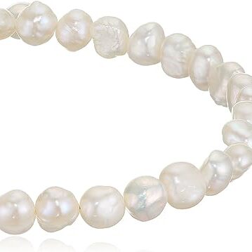 Elements Silver B2947W Ladies' White Freshwater Pearl Single Row Sterling Silver Bracelet Length of 19 cm + 4 cm Extender