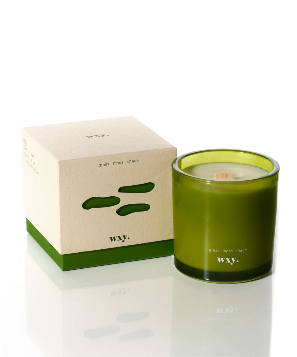 Wxy. Roam Grass. Moss. Shade. Glass Candle