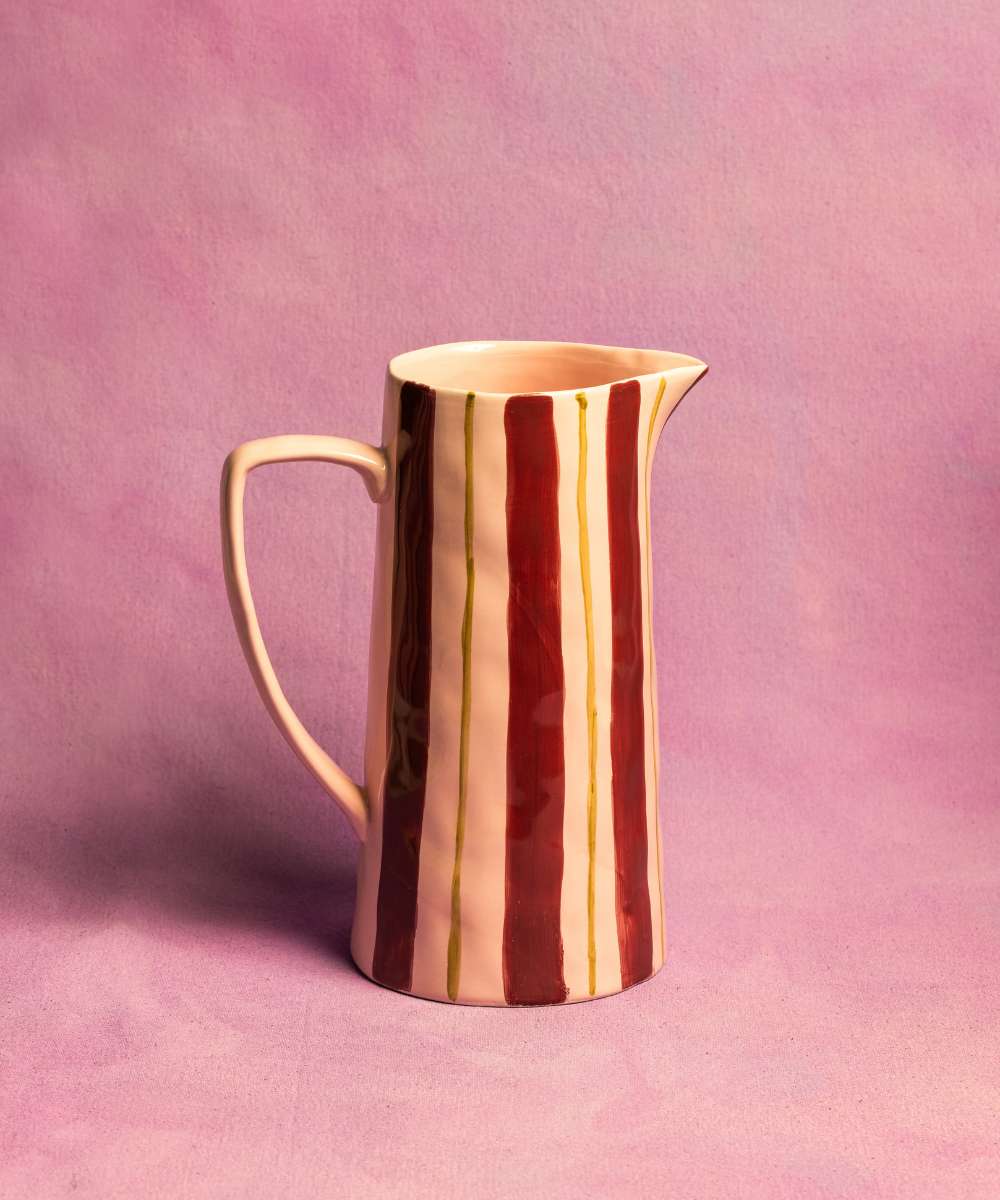 MÆGEN Marcelle Striped Jug - Pink & Burgundy
