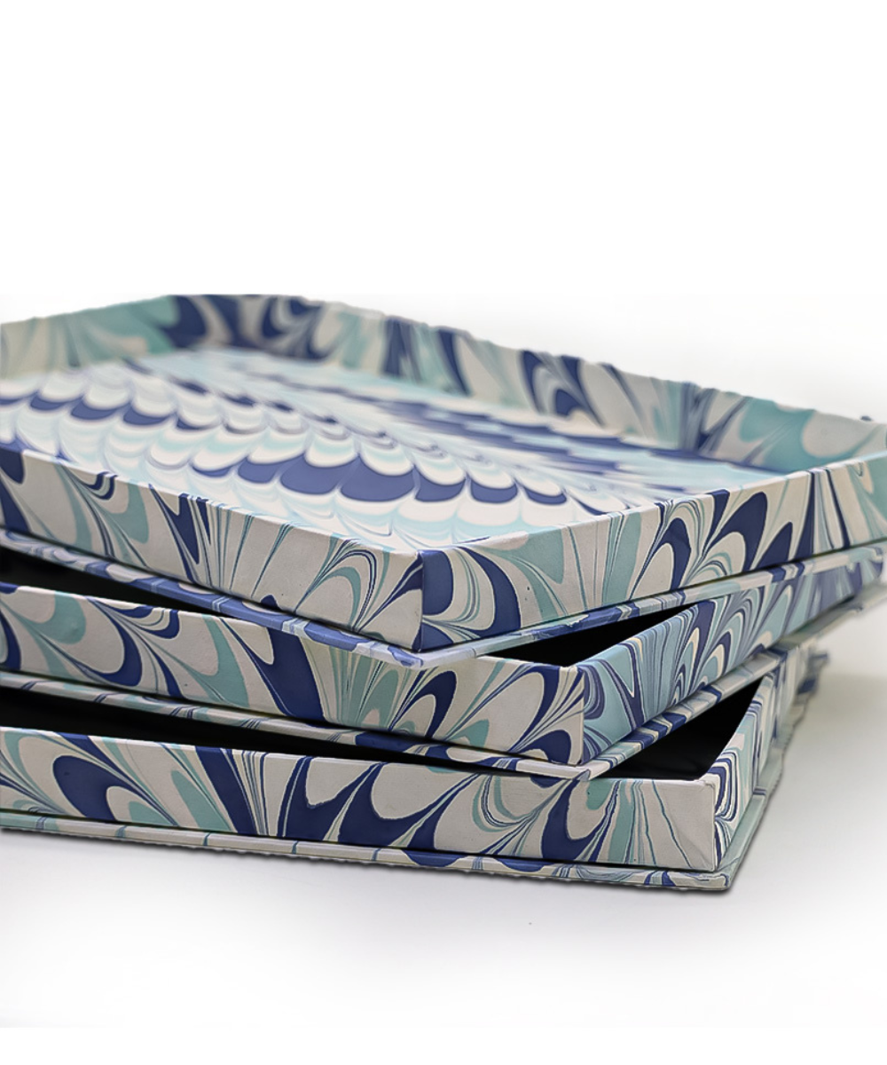 Marbled Display Tray - Blue