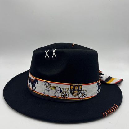 Stunning black fedora with orange details