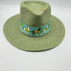 Pistachio summer fedora with safety pins