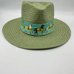 Pistachio summer fedora with safety pins