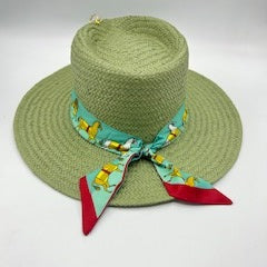 Pistachio summer fedora with safety pins