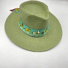 Pistachio summer fedora with safety pins