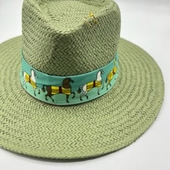 Pistachio summer fedora with safety pins