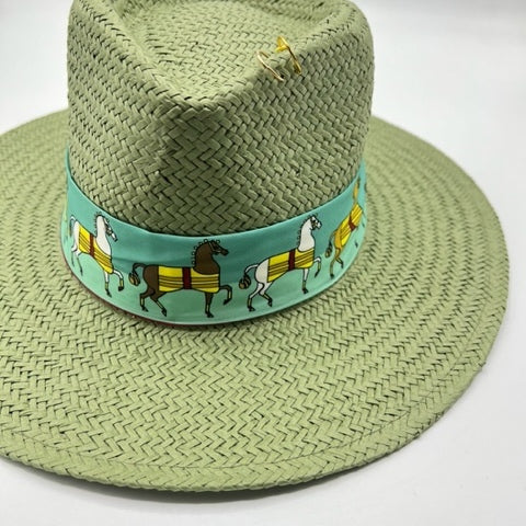 Pistachio straw fedora